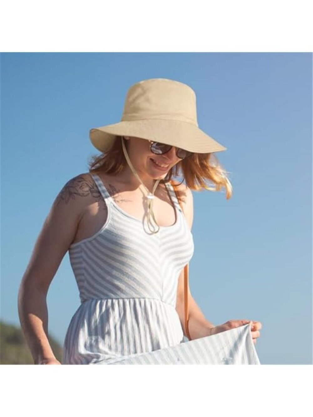 Women Wide Brimmed Sun Hat Summer Foldable Beach Bucket Hat with UV Protection - Picture 2 of 7